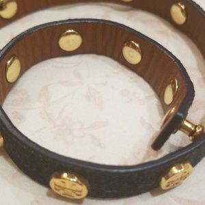 Tory Burch Jewelry - Tory Burch Leather Wrap Bracelet Denim Gold Tory Burch Jewelry - Tory Burch Leather Wrap Bracelet Denim Gold